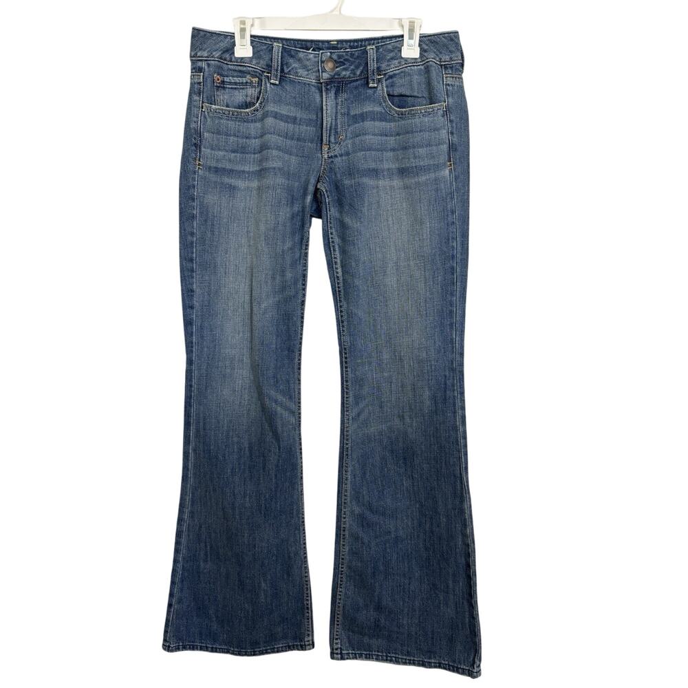 American Eagle Hipster Flare Jeans Size 8 Long 33" Boho Y2K Grunge Retro